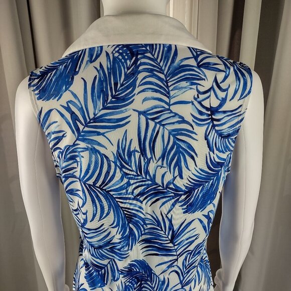 Tommy Bahama Golf Active Sleeveless Polo in Sea Palm Blue & White Size M - Picture 5 of 11